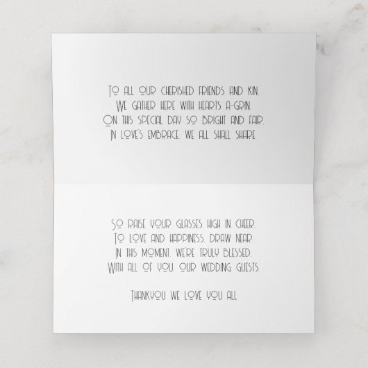 Elegante Art Deko Gedeckte Platzkarte (Innenseite Aufgefaltet)