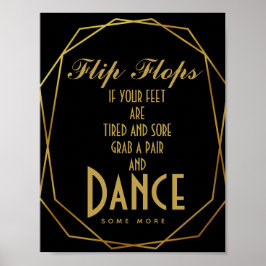 Elegante Art Deko Gold & Black Flip Flops