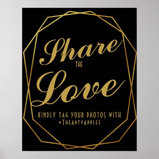 Elegante Art Deko Gold & Black Social Media Hashta (Vorne)