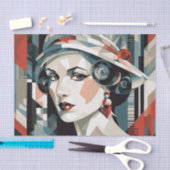 Elegante Art Deko Lady Seidenpapier (Handwerk)