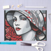 Elegante Art Deko Lady Seidenpapier (Handwerk)