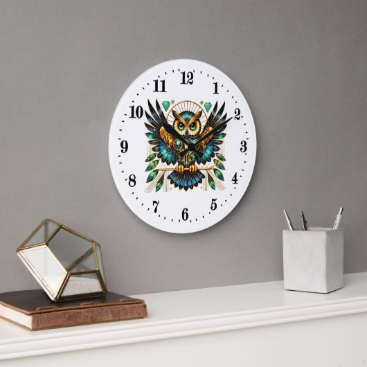 Elegante Art Deko owl Große Wanduhr (Büro)