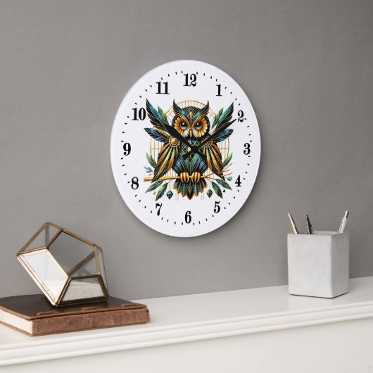 Elegante Art Deko owl Große Wanduhr (Büro)
