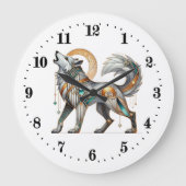 Elegante Art Deko Wolf Große Wanduhr (Vorderseite)