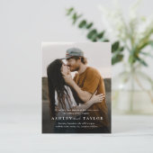 Elegante Art Monogram Foto Wedding Einladungspostkarte (Stehend Vorderseite)