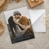 Elegante Art Monogram Foto Wedding Einladungspostkarte