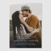 Elegante Art Monogram Foto Wedding Magneteinladung (Vorderseite)