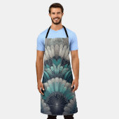 Elegante Art Nouveau Blue Silver Fans Schürze (Getragen)