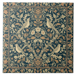 Elegante Art Nouveau Blumen-Vogel Vintage-Botanik Fliese