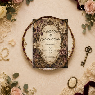 Elegante Art Nouveau Blumenhochzeit Einladung