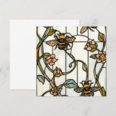 Elegante Art Nouveau-Botanik-Bienenglasmalerei Einladung (Vorne/Hinten)