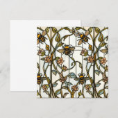 Elegante Art Nouveau-Botanik-Bienenglasmalerei Einladung (Vorne/Hinten)