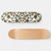 Elegante Art Nouveau-Botanik-Bienenglasmalerei Skateboard (Horizontal)