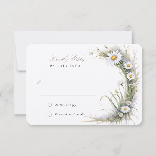 Elegante Art Nouveau Daisy Wedding RSVP Card Einladung (Vorderseite)