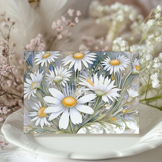 Elegante Art Nouveau Daisy Wedding RSVP Card Einladung