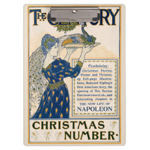 Elegante Art Nouveau-Dame mit Pfau-Winter Klemmbrett