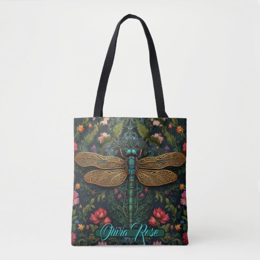 Elegante Art Nouveau Dragonfly boho botanisch Tasche (Vorderseite)
