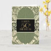 Elegante Art Nouveau Fiftieth Birthday Karte (Gelbe Blume)