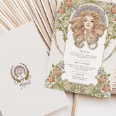 Elegante Art Nouveau Floral Wedding Menu Karte