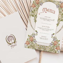 Elegante Art Nouveau Floral Wedding Menu Karte