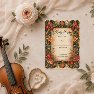 Elegante Art Nouveau Florale Hochzeit RSVP Karte