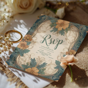 Elegante Art Nouveau Florale Hochzeit  RSVP Karte