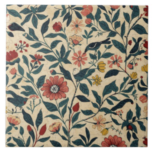 Elegante Art Nouveau Florale Vogel Vintage Botanik Fliese