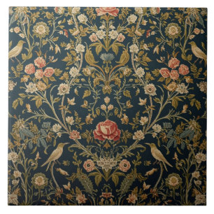 Elegante Art Nouveau Florale Vogel Vintage Botanik Fliese