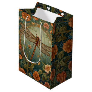 Elegante Art Nouveau Frühlingsgrüne Libelle Mittlere Geschenktüte
