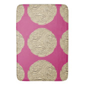 Elegante Art Nouveau Gold Fuschia Rosa Medaillon Badematte (Vorderseite Vertikal)
