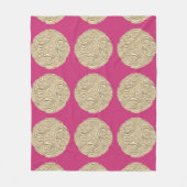 Elegante Art Nouveau Gold Fuschia Rosa Medaillon Fleecedecke (Vorderseite)