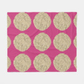 Elegante Art Nouveau Gold Fuschia Rosa Medaillon Fleecedecke (Vorderseite (Horizontal))