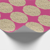 Elegante Art Nouveau Gold Fuschia Rosa Medaillon Geschenkpapier (Ecke)