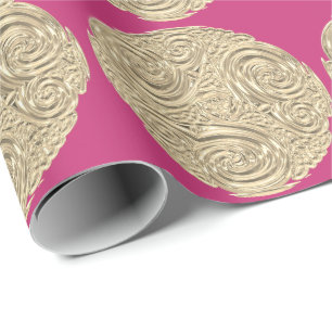 Elegante Art Nouveau Gold Fuschia Rosa Medaillon Geschenkpapier