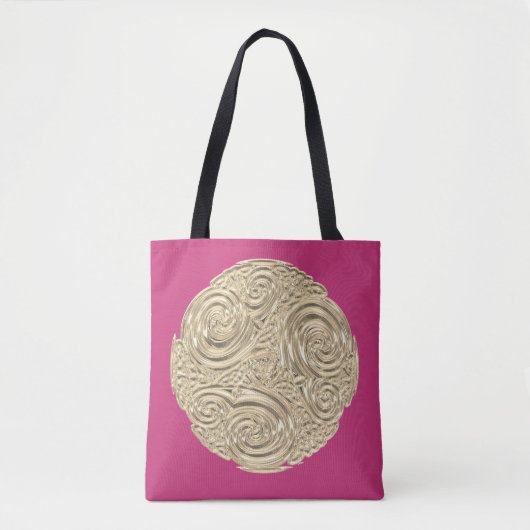 Elegante Art Nouveau Gold Fuschia Rosa Medaillon Tasche (Vorderseite)