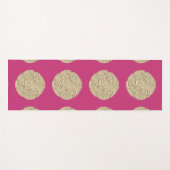 Elegante Art Nouveau Gold Fuschia Rosa Medaillon Yogamatte (Vorderseite (Horizontal))