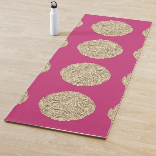 Elegante Art Nouveau Gold Fuschia Rosa Medaillon Yogamatte (Beispiel)