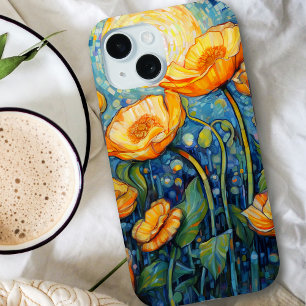 Elegante Art Nouveau Goldgelbe Mohn-Mosaik Case-Mate iPhone Hülle