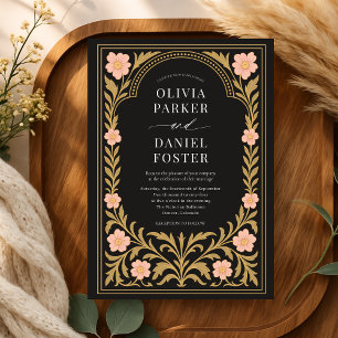 Elegante Art Nouveau-Hochzeitseinladung mit floral Einladung