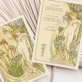 Elegante Art Nouveau Iris Floral Goddess Menu Card Einladung