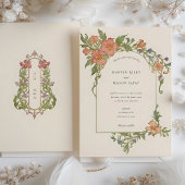 Elegante Art Nouveau Iris Floral Wedding Einladung