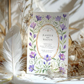 Elegante Art Nouveau Lila Freesias Wedding Einladung