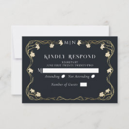 Elegante Art Nouveau Lilly Wedding RSVP Karte