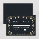 Elegante Art Nouveau Lilly Wedding RSVP Karte (Vorne/Hinten)
