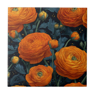 Elegante Art Nouveau-Ranunculus-Fliesen für die Kü Fliese