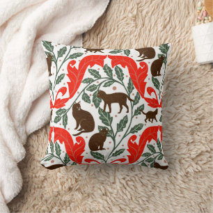 Elegante Art Nouveau Red Brown Black Cat-Whimsical Kissen