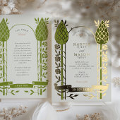 Elegante Art Nouveau Thistle Golfen Hochzeit Folieneinladung