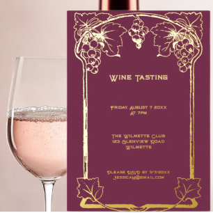 Elegante Art nouveau-Trauben Folien-Einladung Folieneinladung
