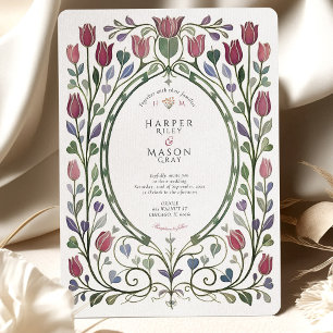 Elegante Art Nouveau Tulpen Hochzeit Einladung