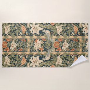 Elegante Art Nouveau Vintage Botanische Kunst Lili Strandtuch